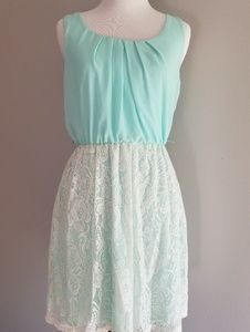 IZ Byer dress Light Aqua and White lace Size XS